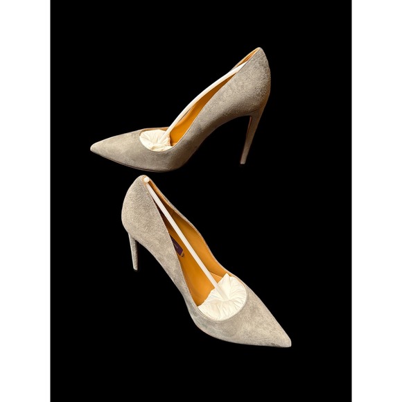 Ralph Lauren Purple Label Celia Grey Suede Pointed Toe Pumps Made in Italy 39.5 - Picture 8 of 16